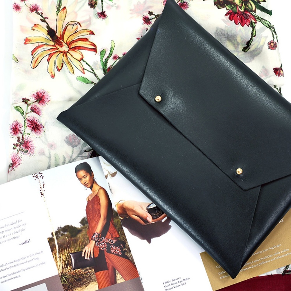 TRIBE ALIVE NWT Black Leather Clutch